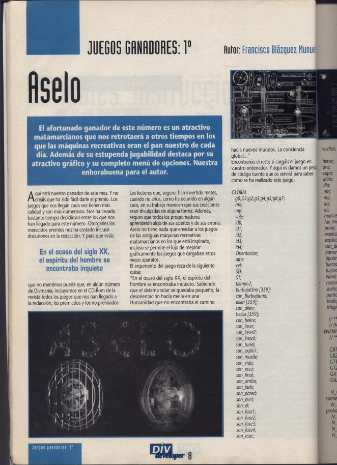 Artículo de Aselo en DIV Games